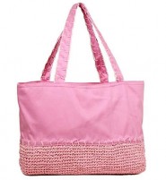 Straw Shopping Tote Bags - Pink - BG-ST169PK